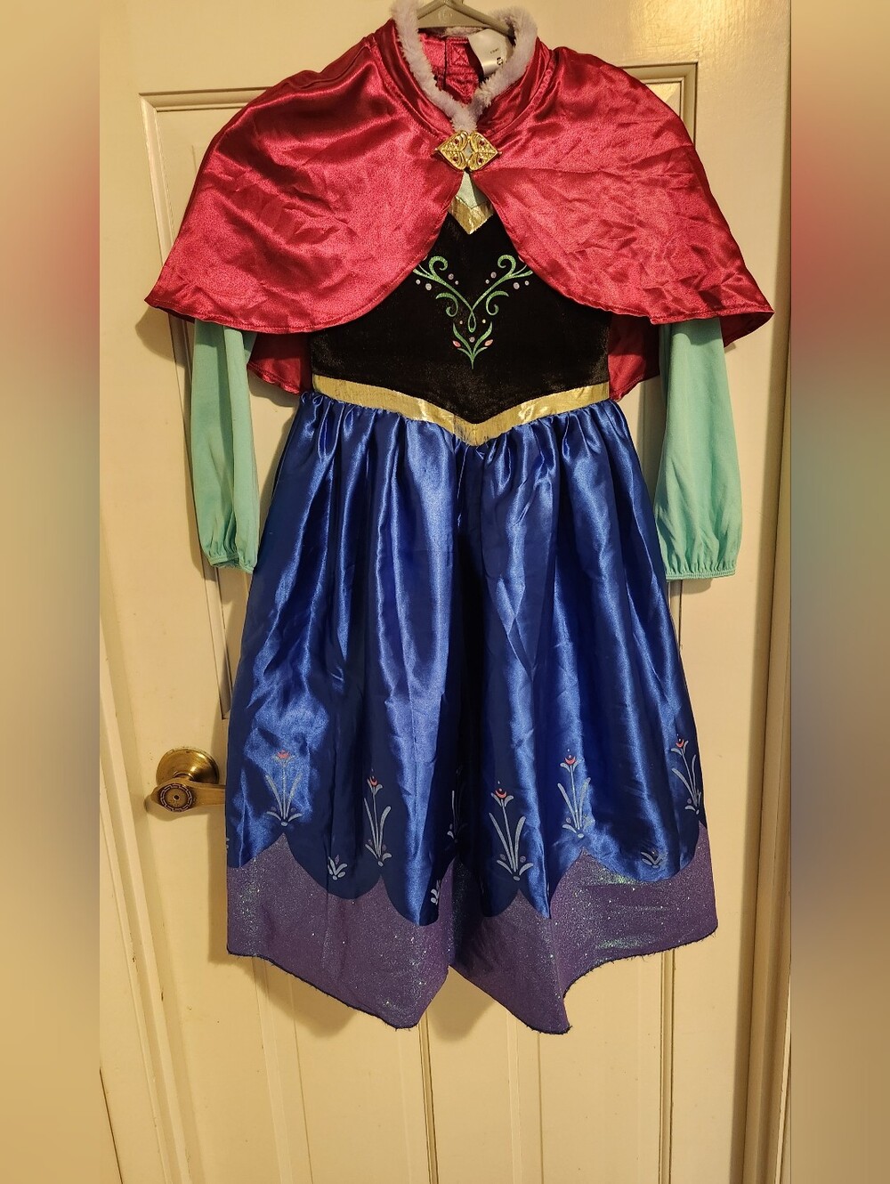 Disney Girls Red, Blue and Green Anna-Inspired Princess Dress w/ Cape , Size 5/6
